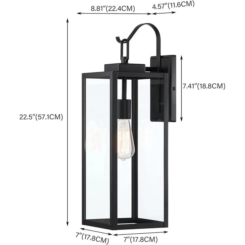 17 Stories Extra Large Size Outdoor Wall Lights, 22.5 Inch Matte Black Oversized Exterior Light Fixture With Clear Glass Shade, Front Porch Lighting, Modern Sconce Lantern For House, Garage