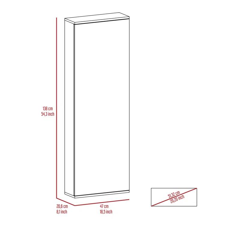 Hokku Designs Domanique Mirror Door Wall Mounted Shoe Rack, 10-Pair Capacity