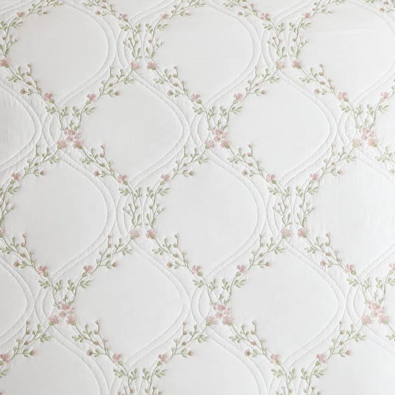 Laura Ashley Laura Ashley Floral Embroidery Cotton Reversible Quilt Set