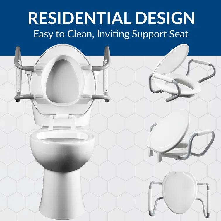 Bemis Assurance 3" Raised Toilet Seat with Handles and Bidet Attachment, Secure Hinges, Elongated, White 7YE85320H20 ARM