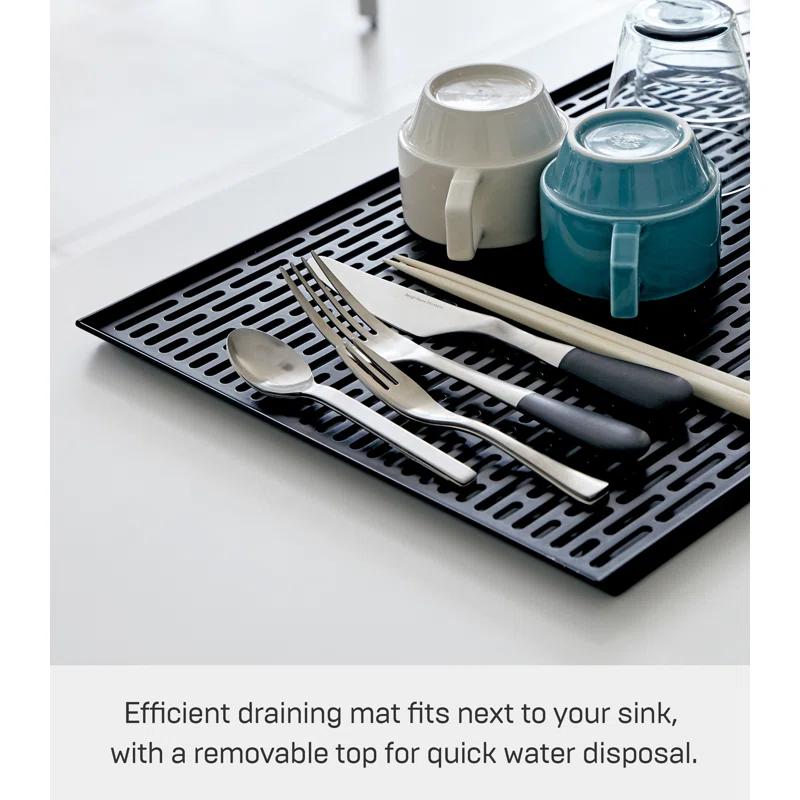 Yamazaki Home Yamazaki Home Sink-Side Draining Mat - Kitchen Dish Rack Tray Drainer, Plastic