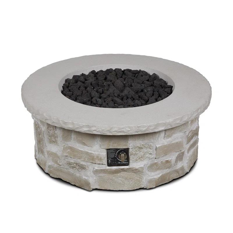 Real Flame Scottsdale 40" Round Stone Propane Fire Pit Table By Real Flame