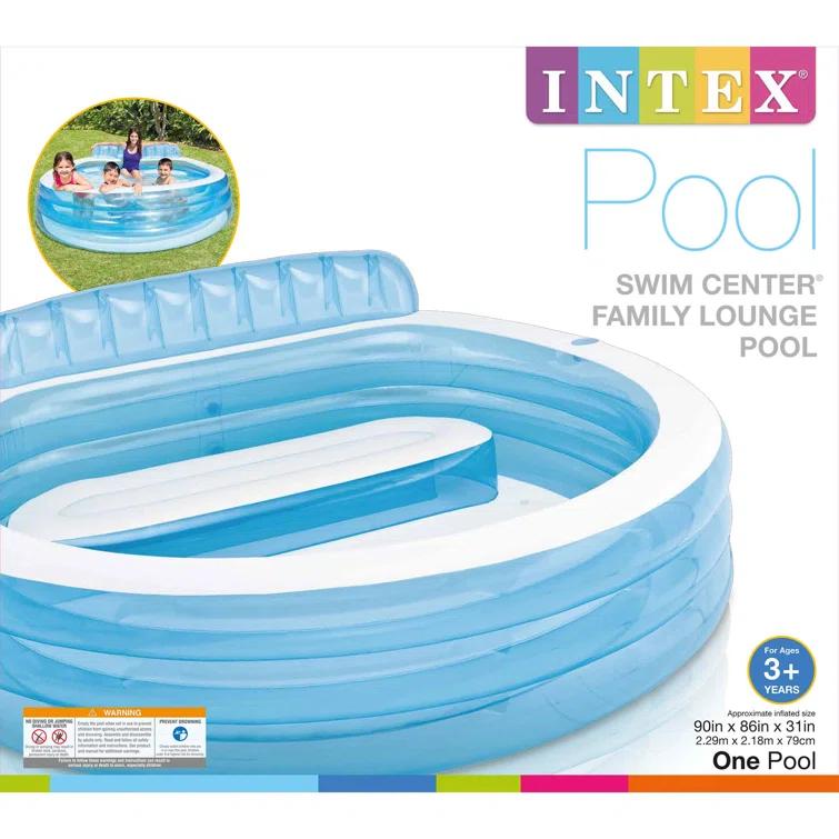 Intex Intex Swim Center Round Inflatable Above Ground Family Lounge Outdoor Pool, Blue