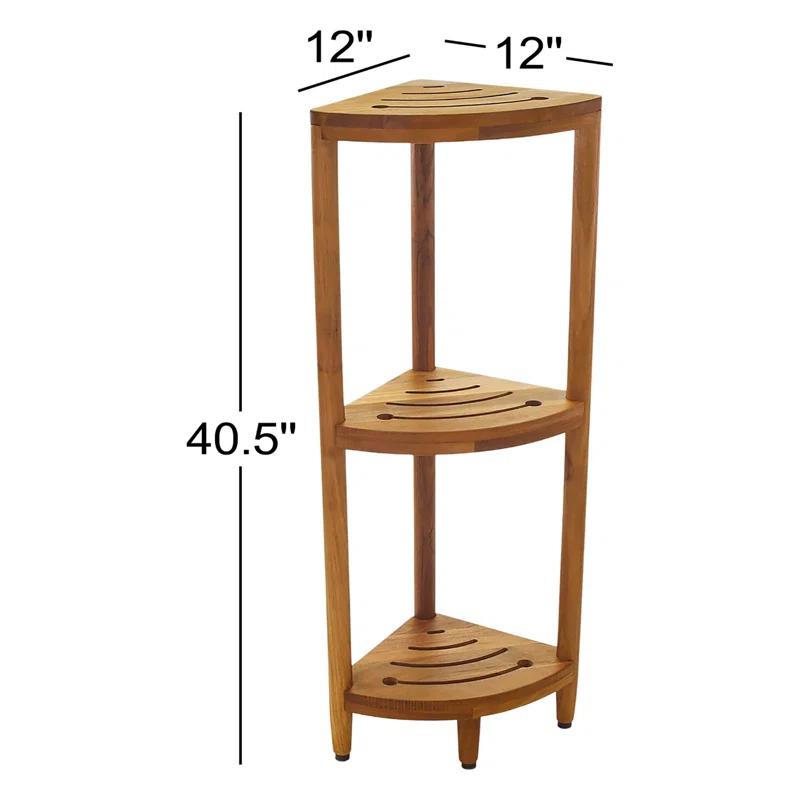 AquaTeak AquaTeak Teak Oil 3 -Tier Wood Freestanding Corner Bathroom Shelf ( 11-in x 40.25-in x 11-in )