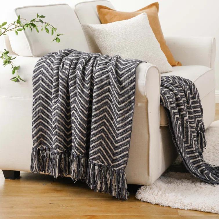 Battilo Home Throw Blanket for Couch, Decorative Knit Blanket for Bed, Super Soft Warm Throws for Room Farmhouse Accent Decor, 50"x60"