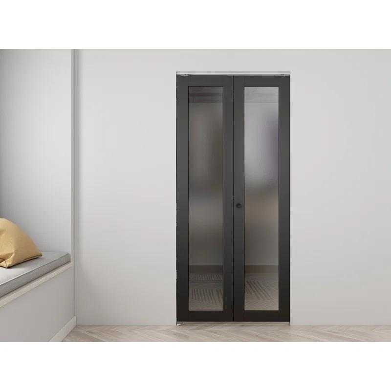 Calhome Full Lite Frosted Glass MDF Bi-Fold Door with Hardware Kit and Door Handle