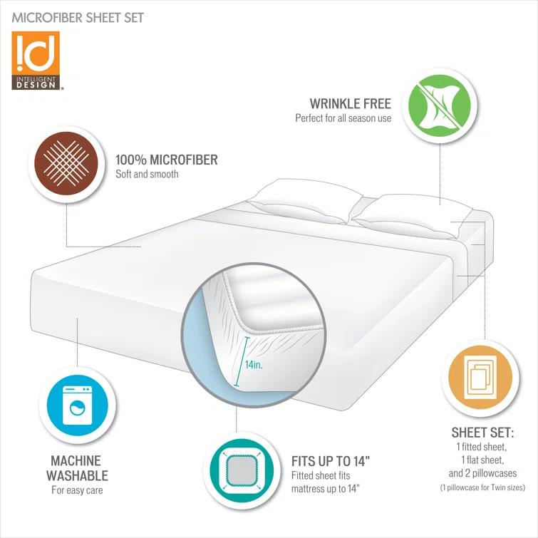 Intelligent Design Intelligent Design Microfiber All Season Soft Touch Sheet Set