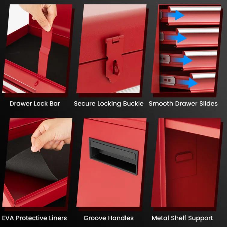 WFX Utility™ 23.5'' W 5 -Drawer Iron Combination Set with Wheels