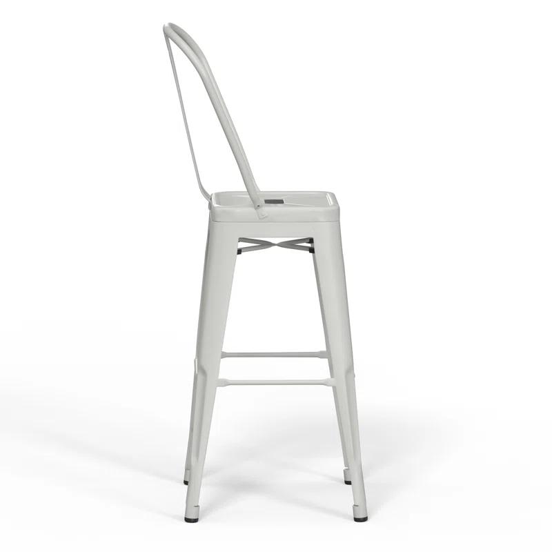 Simpli Home Fletcher Metal Contemporary Stools with Brace Support (Set of 2)