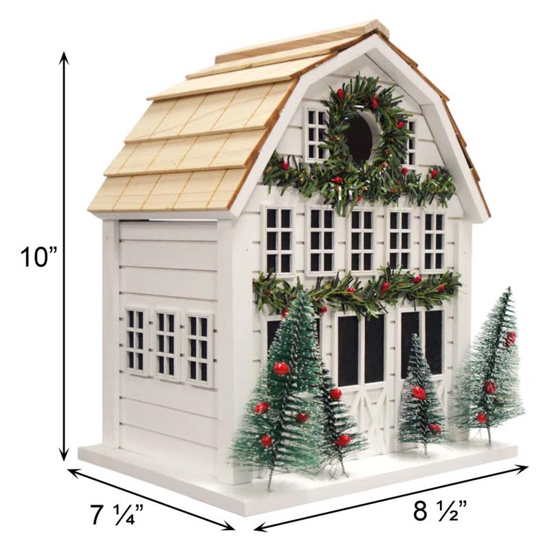 Home Bazaar Holiday Offerings Holly Cottage 9.75 H x 8.25 W x 6.25 D Birdhouse