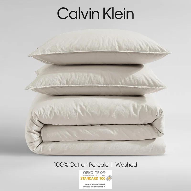 Calvin Klein Calvin Klein Washed Percale Cotton Solid Comforter Set