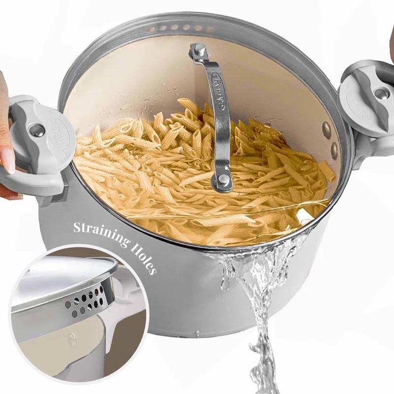 Gotham Steel Gotham Steel Stock Multipurpose Pasta Pot with Strainer Lid & Twist and Lock Handles