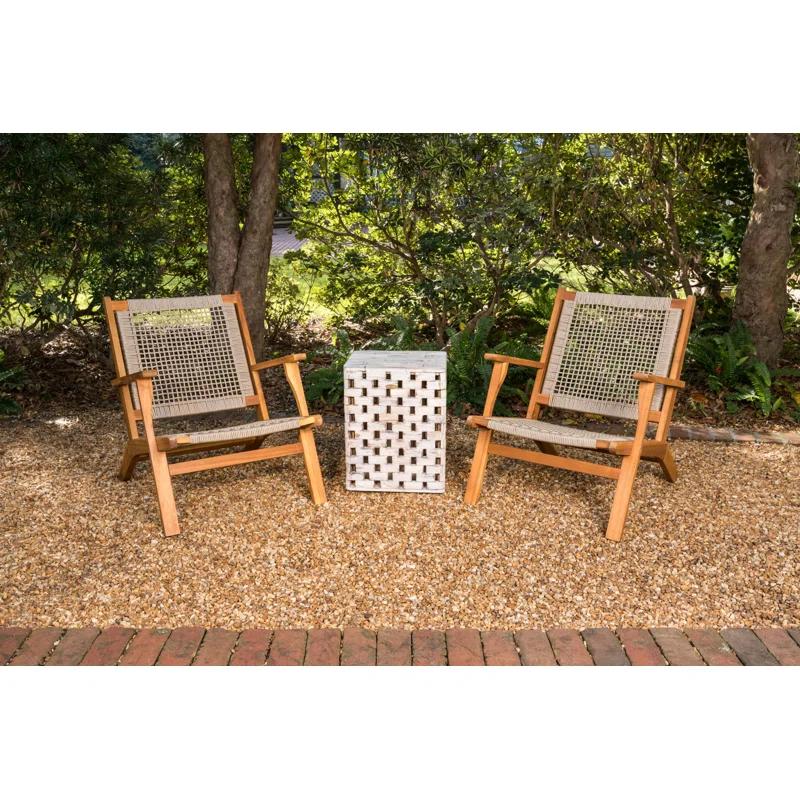 Balkene Home Patio Sense Vega Natural Stain Chair ,Acacia Wood Construction ,Woven Web Seat- Navy Blue Cording