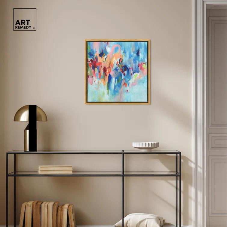 Art Remedy Art Remedy New Sky Framed Blue Abstract 1 Piece Canvas Wall Art 57079