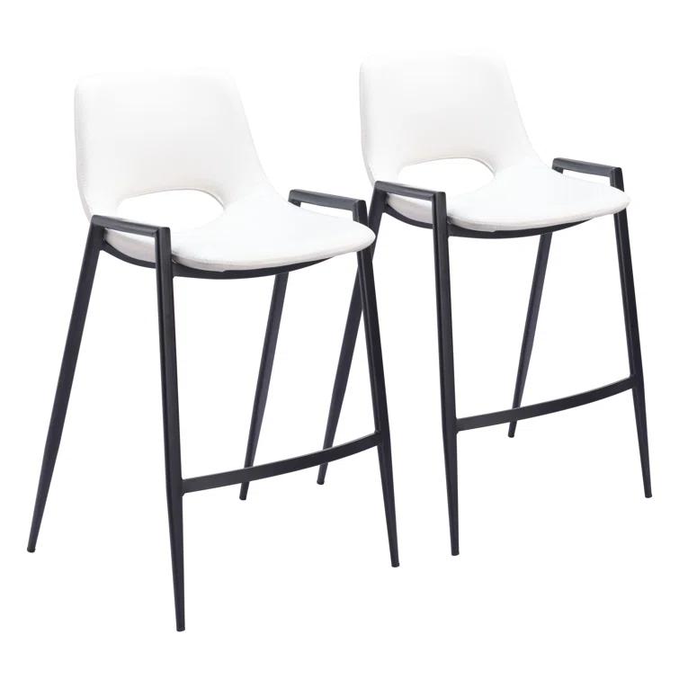 Zuo Hospitality Desi Black Upholstered Counter Stool (Set of 2)