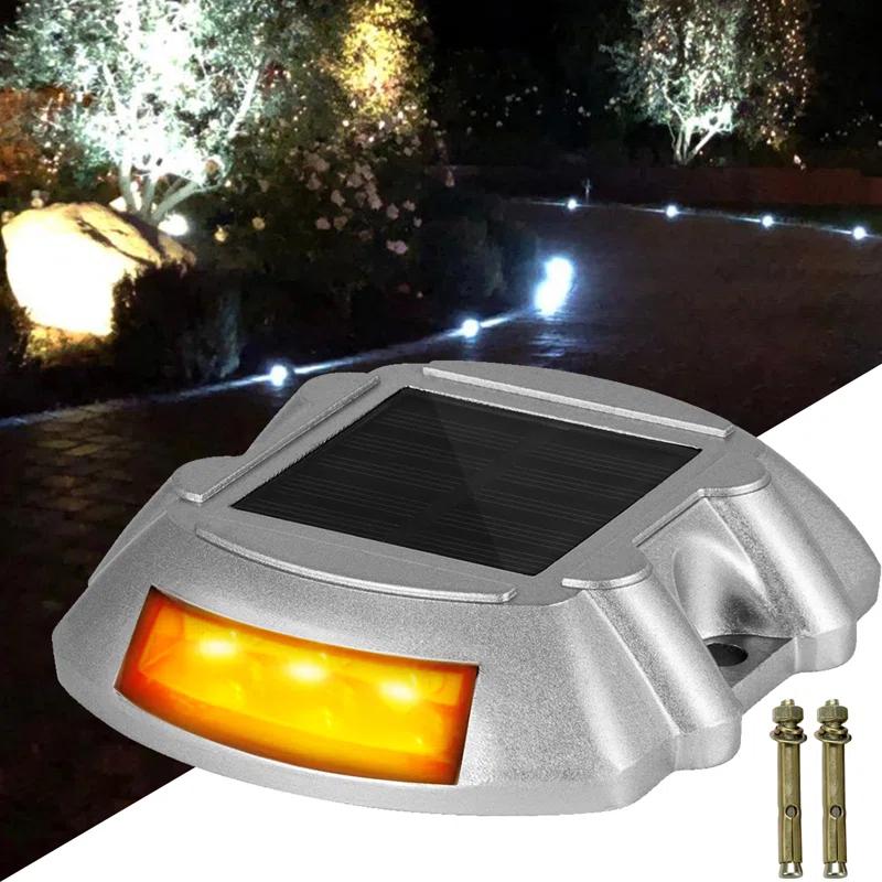 Solar Dock Lights Low Voltage Solar Powered Integrated LED Metal Pathway Light Pack (Set of 4)