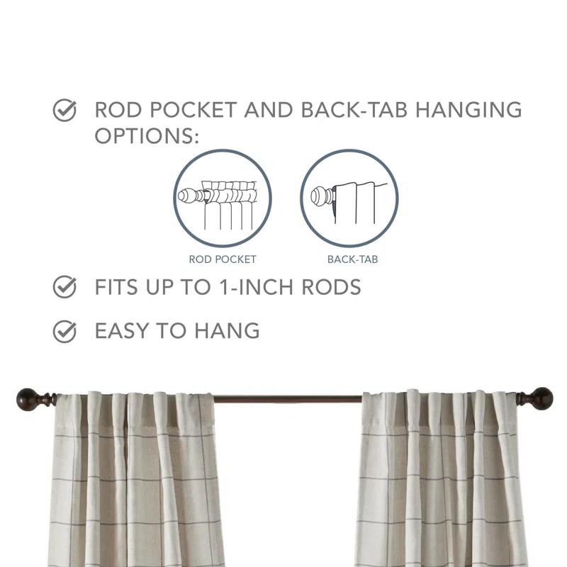 Gracie Oaks Fashions Plaid Blackout Window Curtain, with Back Tab and Rod Pocket Tabs, 1 Panel,52"W