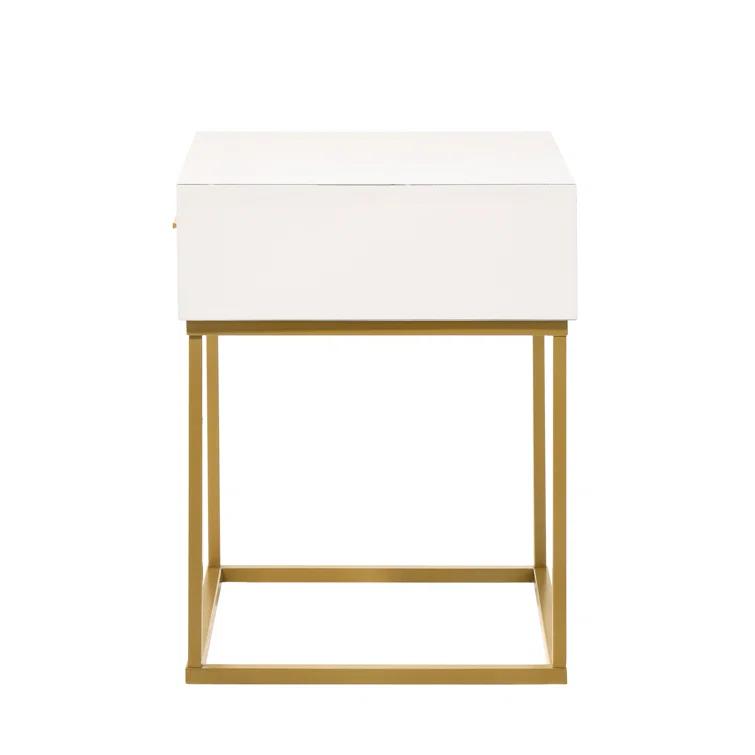 LuXeo LuXeo Catalina One Drawer Nightstand with Mustard Gold Legs