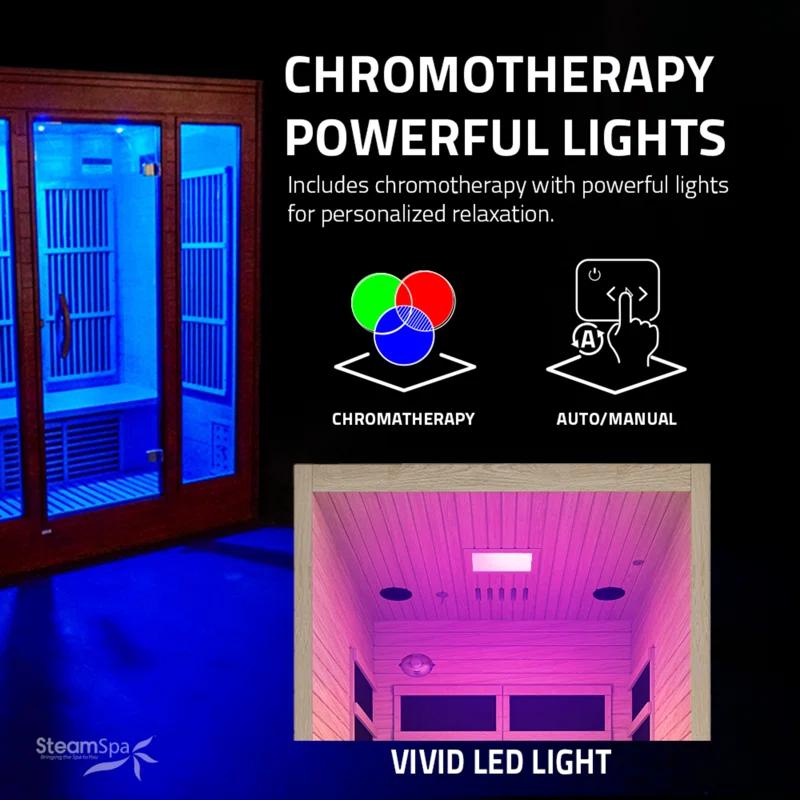 Steam Spa 1 Person Indoor Sauna Room: Hemlock Wooden Spa With Bluetooth Speaker, FM, And Touch Control Panel