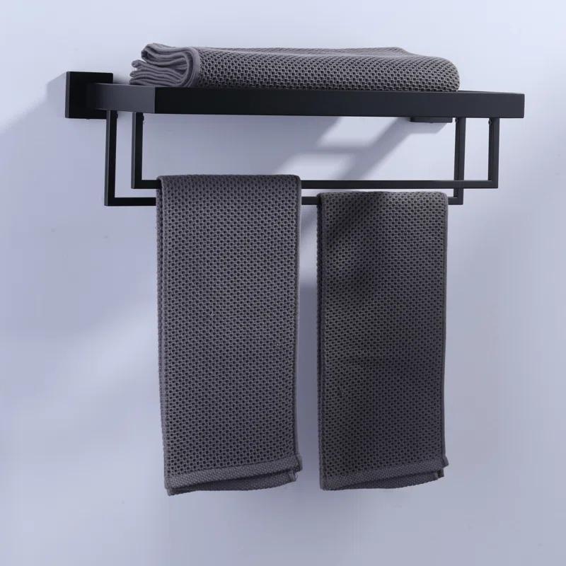 ARCORA AR5150101B-20 2-Tier Wall Mounted Stainless Steel Bathroom Towel Rack With 2 Towel Bars Square Rods