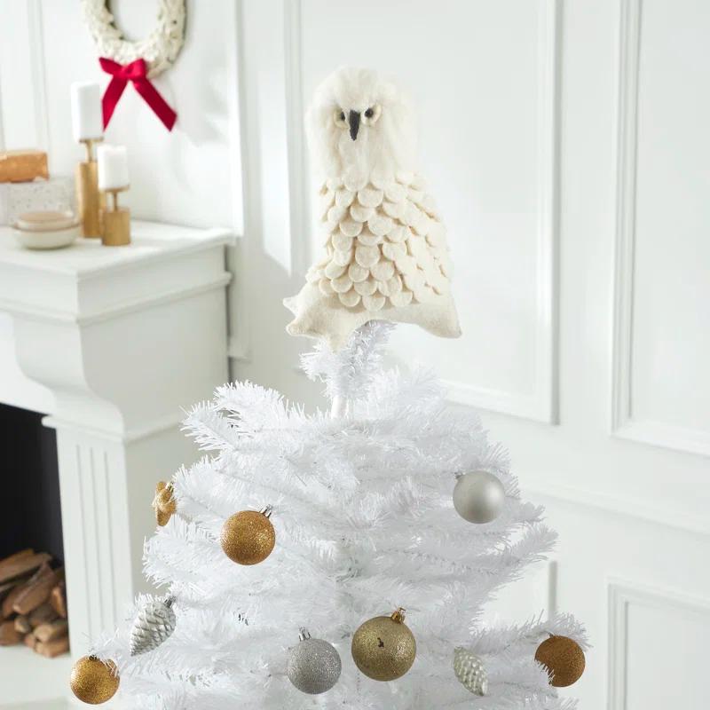 Arcadia Home Snowy Owl Handmade Hand Felted Wool Christmas Tree Topper