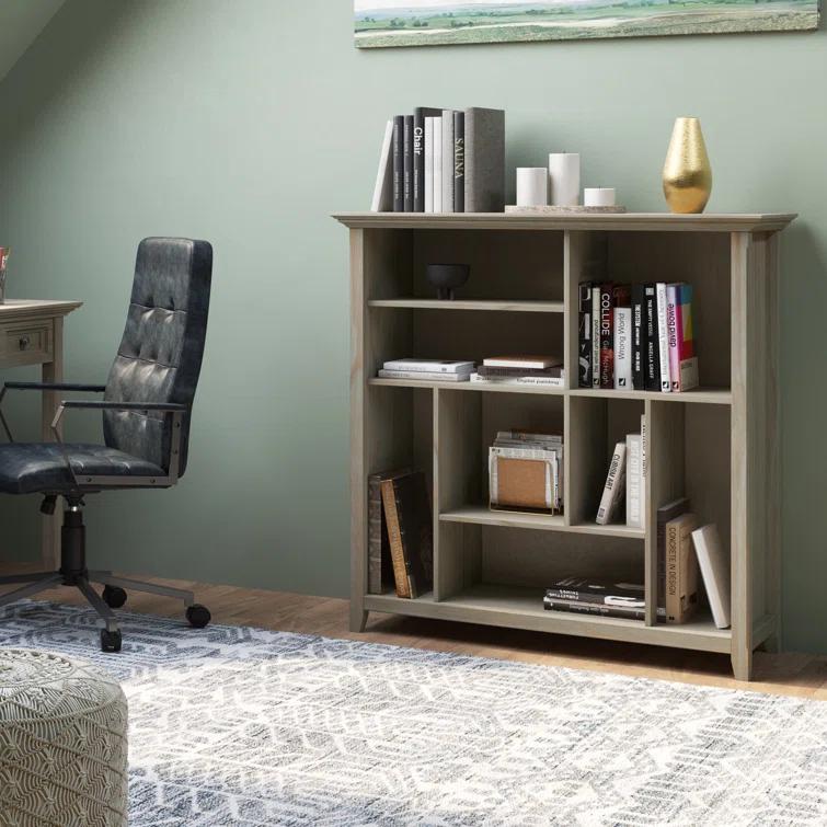 Simpli Home Amherst 44"W Solid Wood Multi Cube Bookcase with 8 Different Sized Storage Cubbies