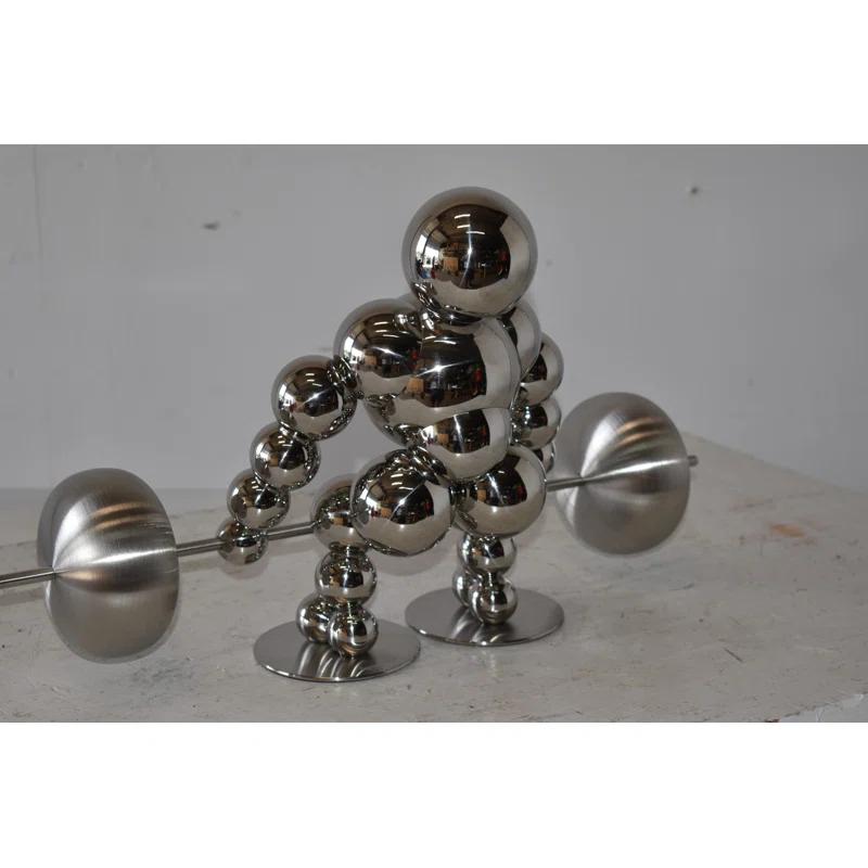 Alesja Modern Art Weightlifter First Pull Position Chrome Statue Size: 20" x 8" x 11"H