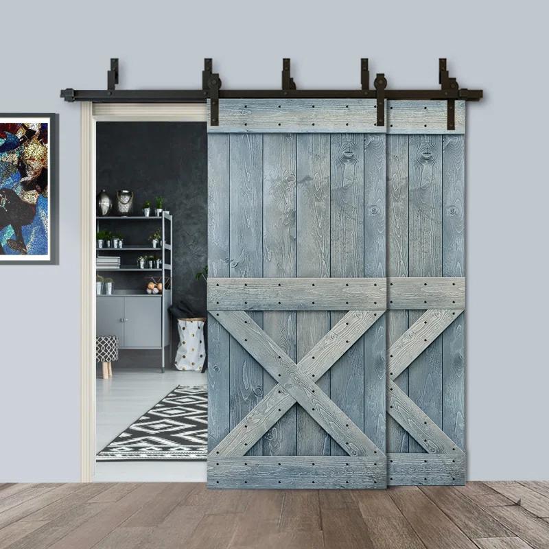 Calhome 84'' Solid Wood Paneled Painted with Installation Hardware Kit Barn Door