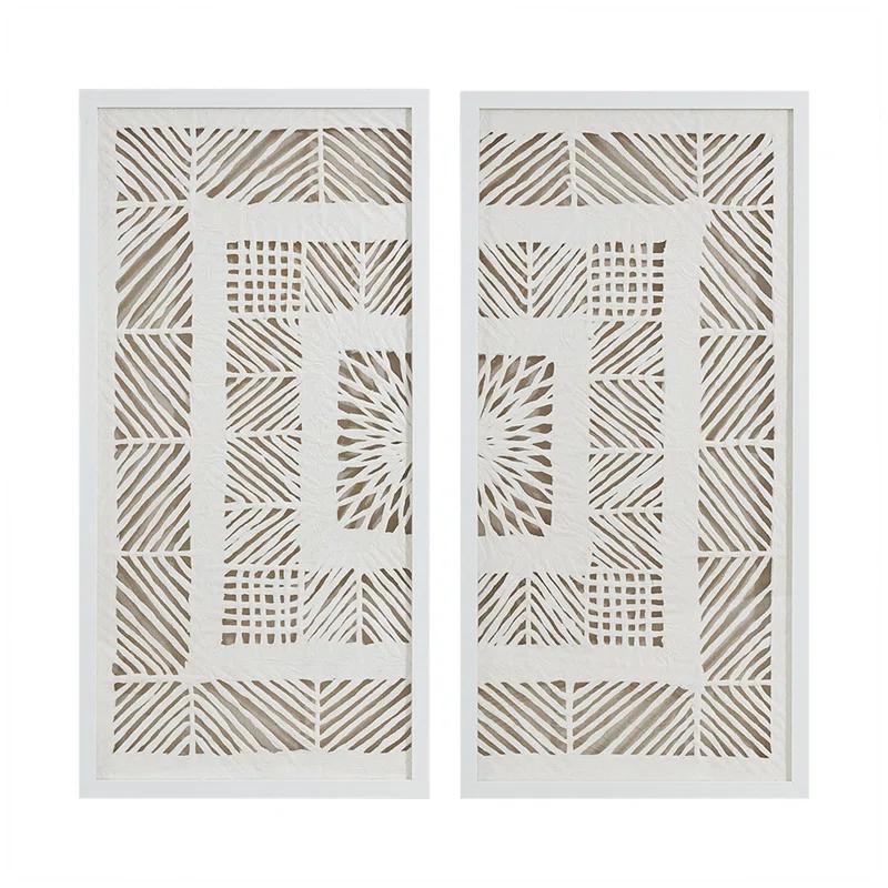 Dakota Fields Framed Geometric Rice Paper Panel Shadowbox Wall Décor (Set of 2)