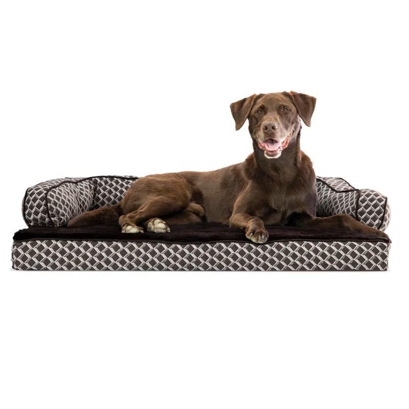 FurHaven Plush & Diamond Décor Comfy Couch Pet Bed