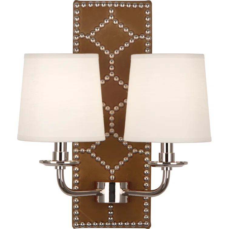 Black Nickel Energy Star Wall Sconce with Fabric Shades