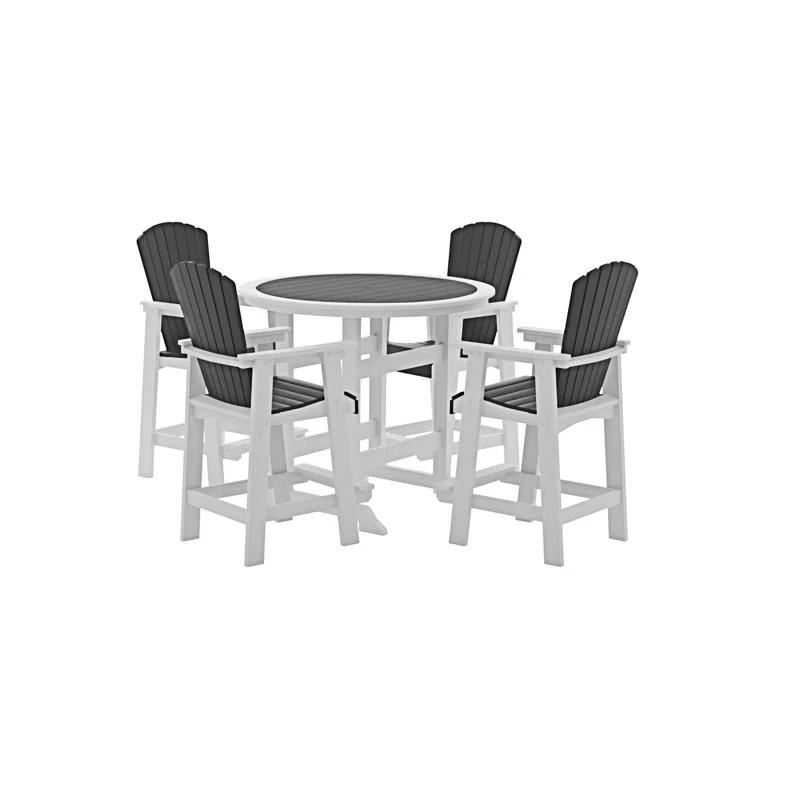 Ceballos Patio Bar Table Set High Top Outdoor Table And Chairs Set Of 5 Bar Table & Stools Set With Tall Adirondack Chairs Set For 4