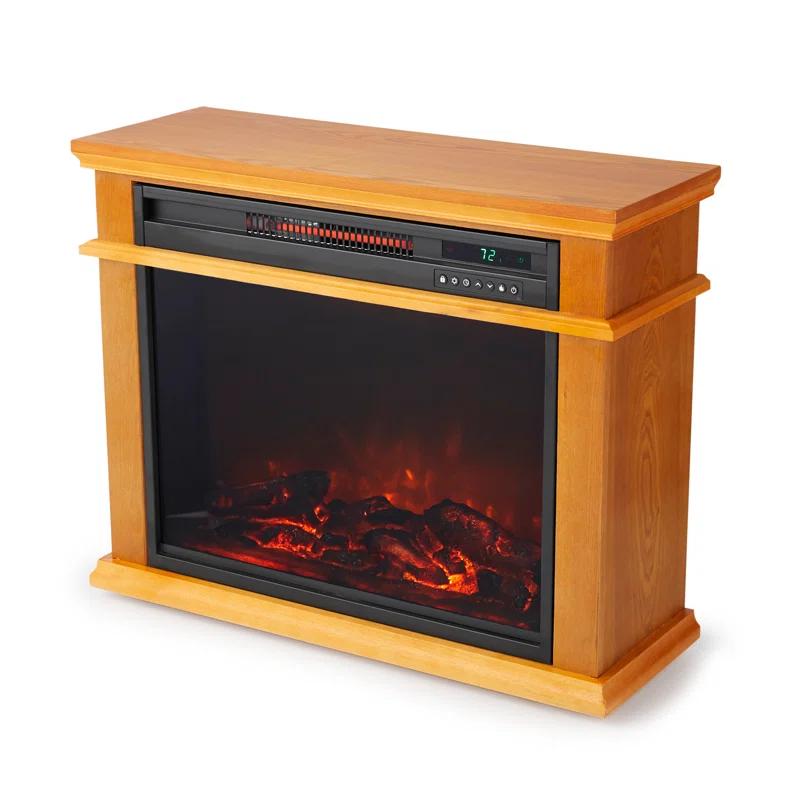 Lifesmart LifeSmart LifePro 1500W Portable Electric Infrared Quartz Indoor Fireplace, Oak