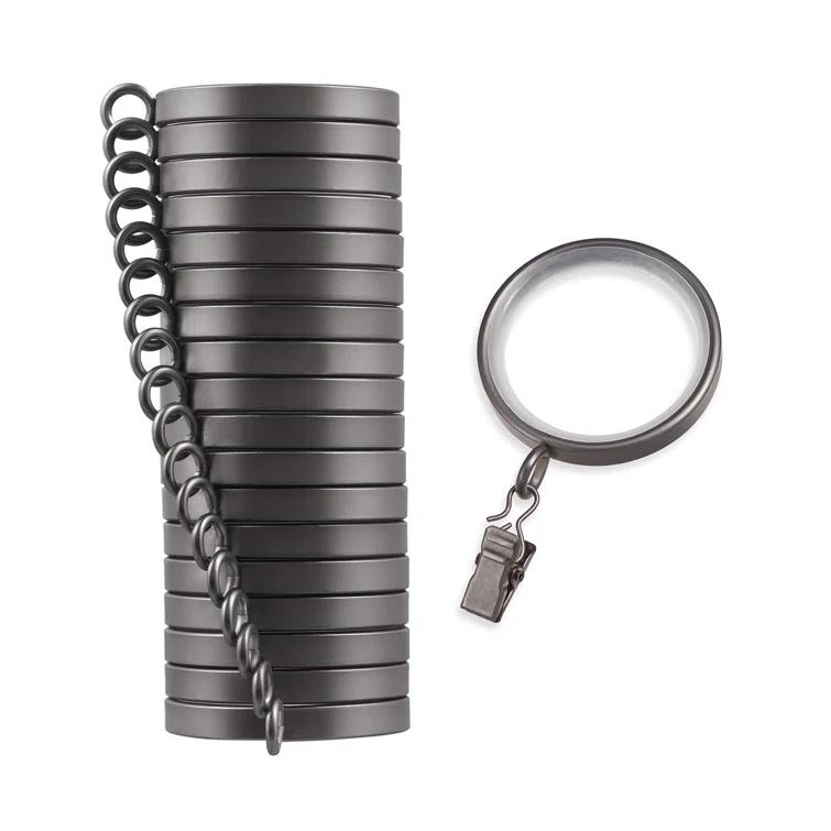 MODE Cambria Designer Series 2 inch Premium Easy Glide Metal Curtain Rings with Smooth, Quiet Nylon Inserts