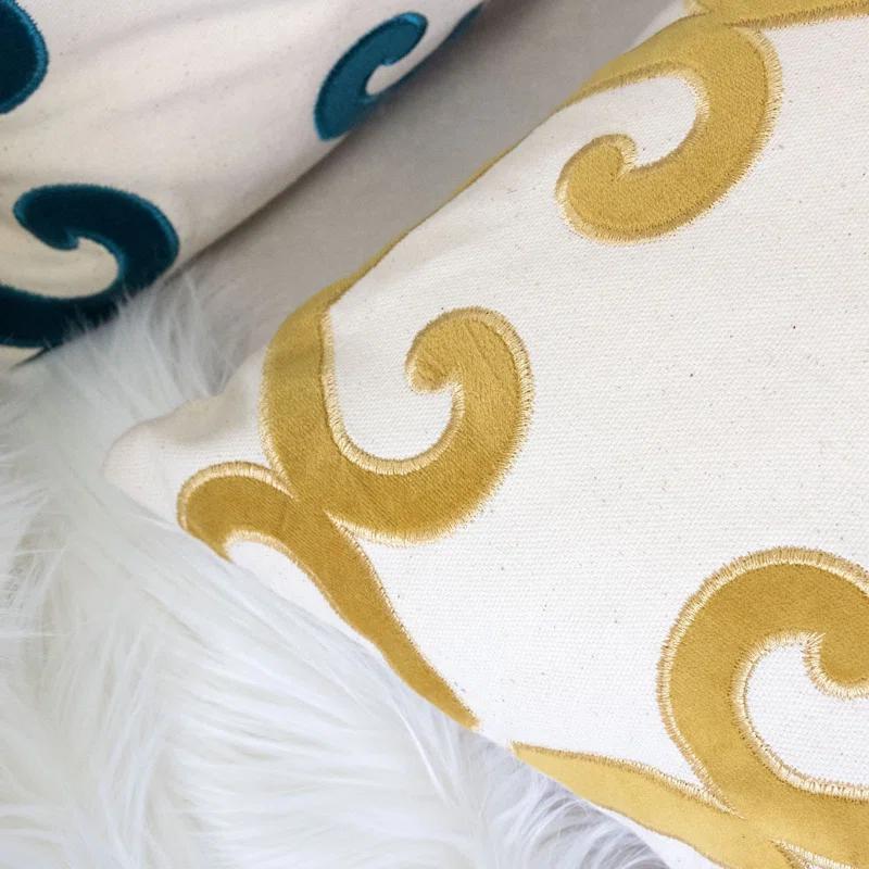 Homey Cozy  Applique Cotton Geometric Throw Pillow & Reviews | Wayfair