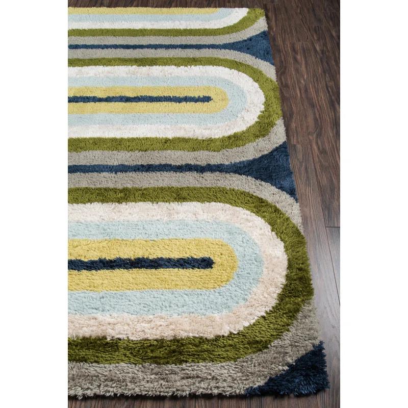Novogratz Geometric Handmade Area Rug in Green/Yellow/Light Blue
