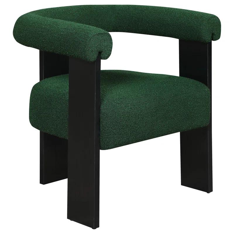 Benjara Cara Accent Chair, Curve Back, Boucle Fabric With Black Wood Legs