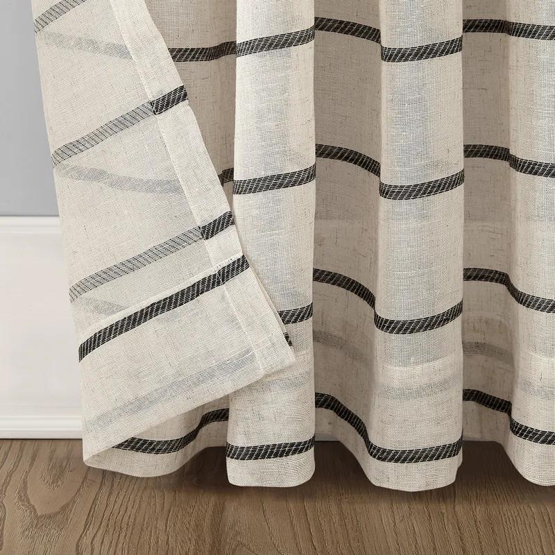 Clean Window Clean Window Aso Twill Stripe Anti-Dust Linen Blend Sheer Curtain Panel