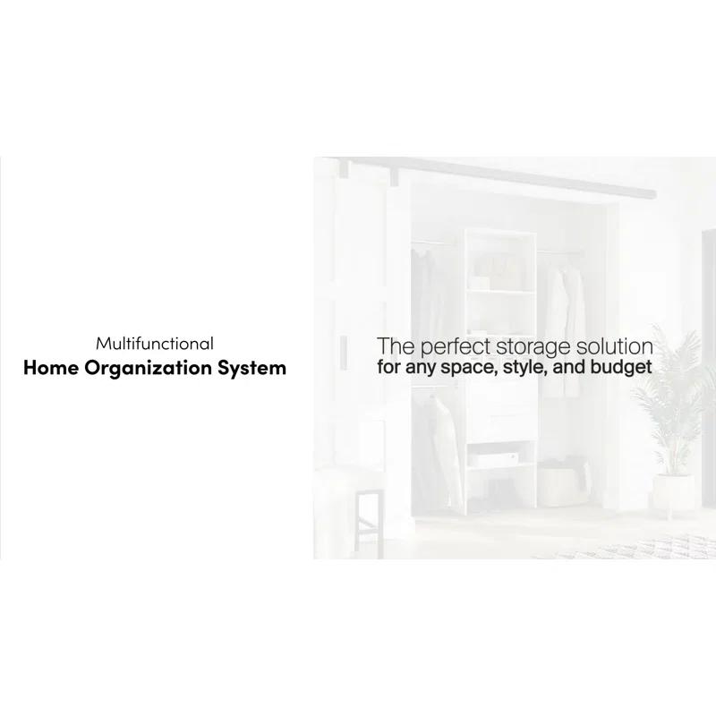 Bestar Carina 24W Closet Organizer With Shoe Shelves, Clothing Rods And Cubbies