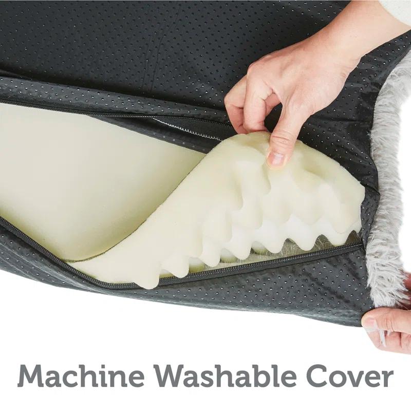 Friends Forever Nala Puprug Faux Fur Orthopedic Dog Bed with Foam, Pup Faux Fur Rug with Removable Bed Cover