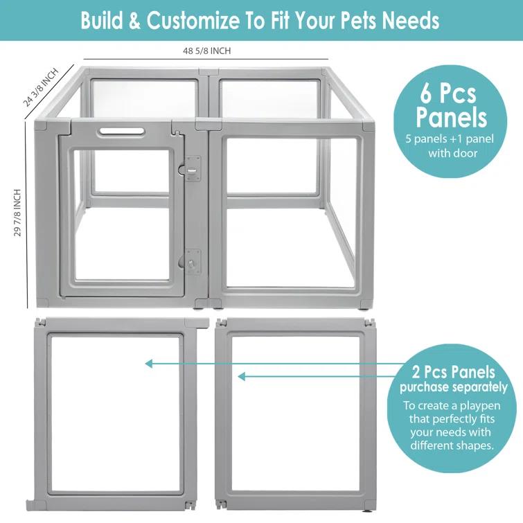 Front Row 30'' H 6 Panel Plastic Exercise Pen With Door