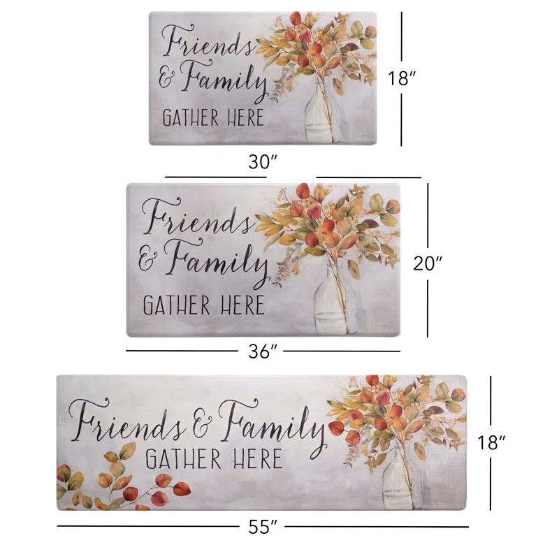 SoHome Cozy Living Friends and Family Gather Eucalyptus Floral Anti-Fatigue Mat