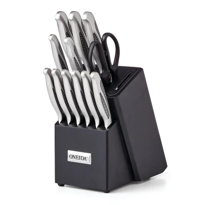 Oneida Crosshatch 14Pc Cutlery Block Set W/ Sharpener