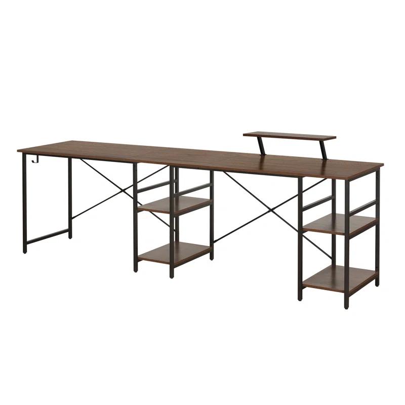 Inbox Zero Techni Mobili L-Shape Industrial Desk With Storage Shelves | Wayfair