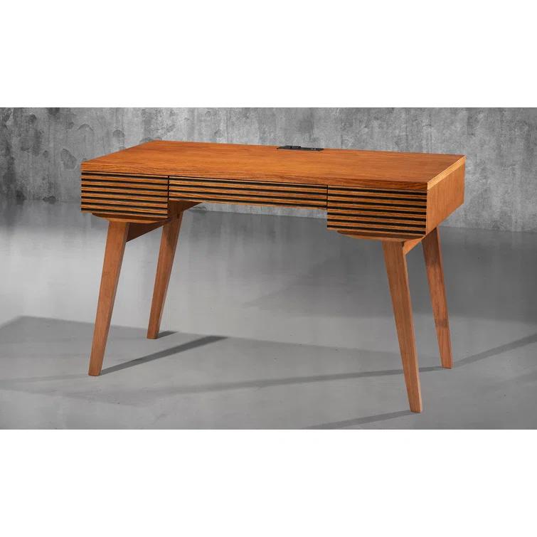 Furnitech Solid Wood Base Writing Desk with Power Outlet