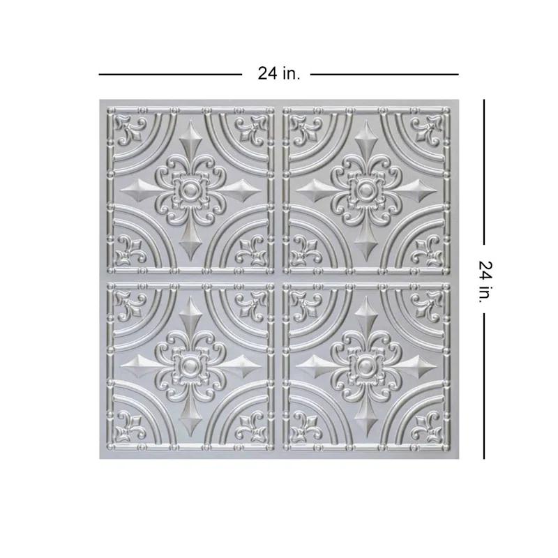FromPlainToBeautifulInHours Wrought Iron 2 Ft. X 2 Ft. Glue-Up PVC Ceiling Tile (Set of 10)