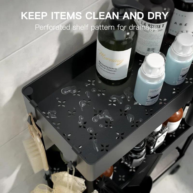Anadea Slim Storage Cart With Wheels, Bathroom Cart Organizer Bathroom Storage Small, Rolling Cart For Bathroom, Laundry Room, Kitchen, Narrow Space