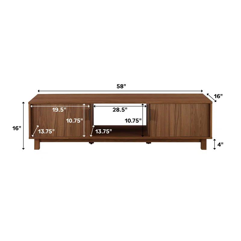 Mocha Engineered Wood 2-Door TV Stand with Storage