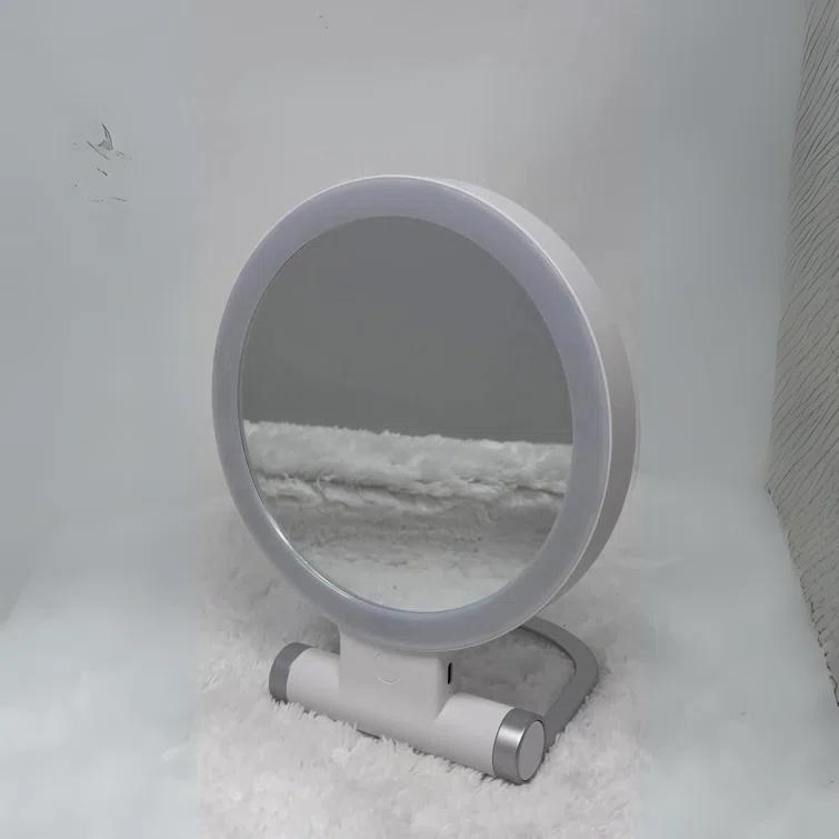 IMPRESSIONS VANITY · COMPANY Focus Tri Tone Travel Makeup Mirror with LED Lights, Dual Sided 10x Magnifying Mirror with 360 Tilt