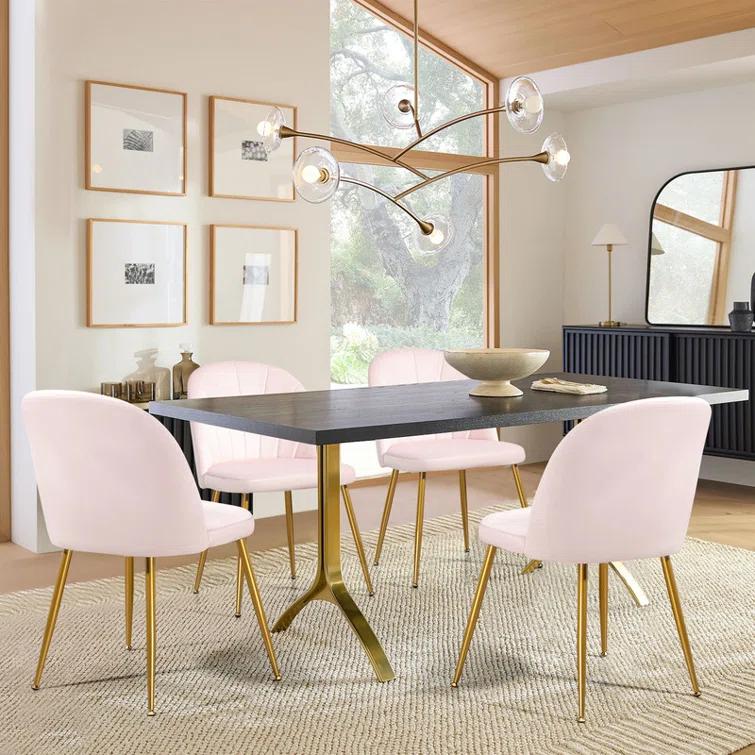 Everly Quinn Velvet Upholstered Stacking Side Chair (Set of 4)